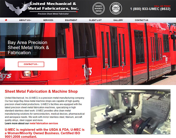 Homepage For UMEC Machine Shop Website