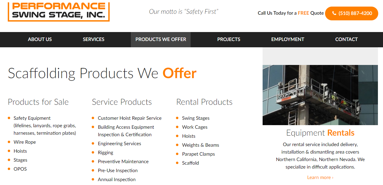 Swing Stage Products and Services WordPress KO Websites