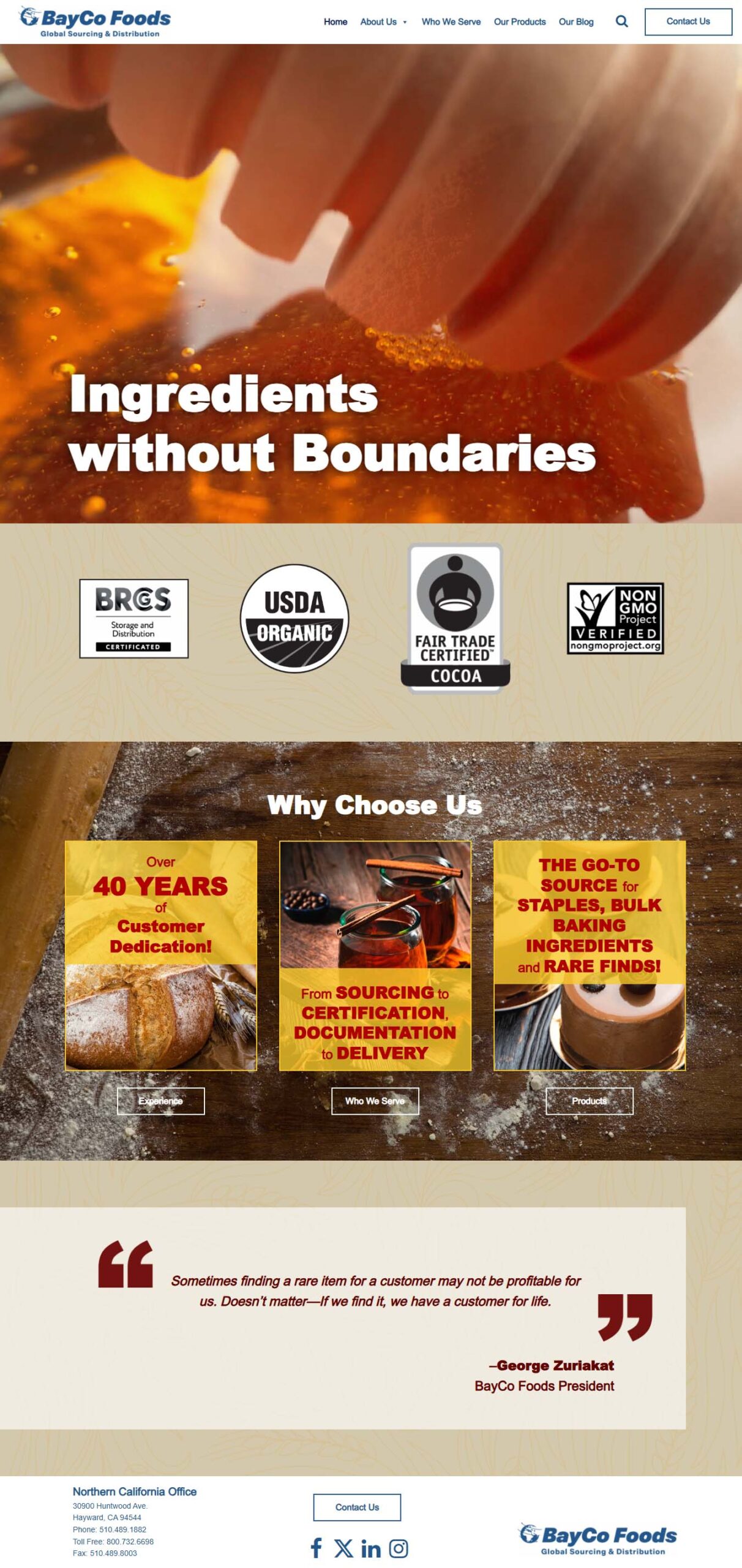 bayco foods new website design