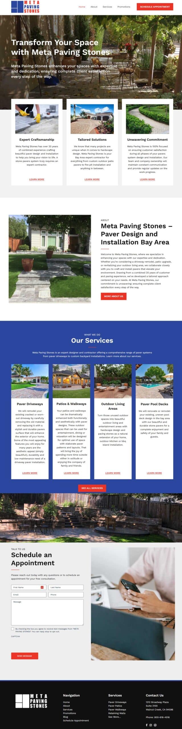 Oakland web design meta paving full site pic